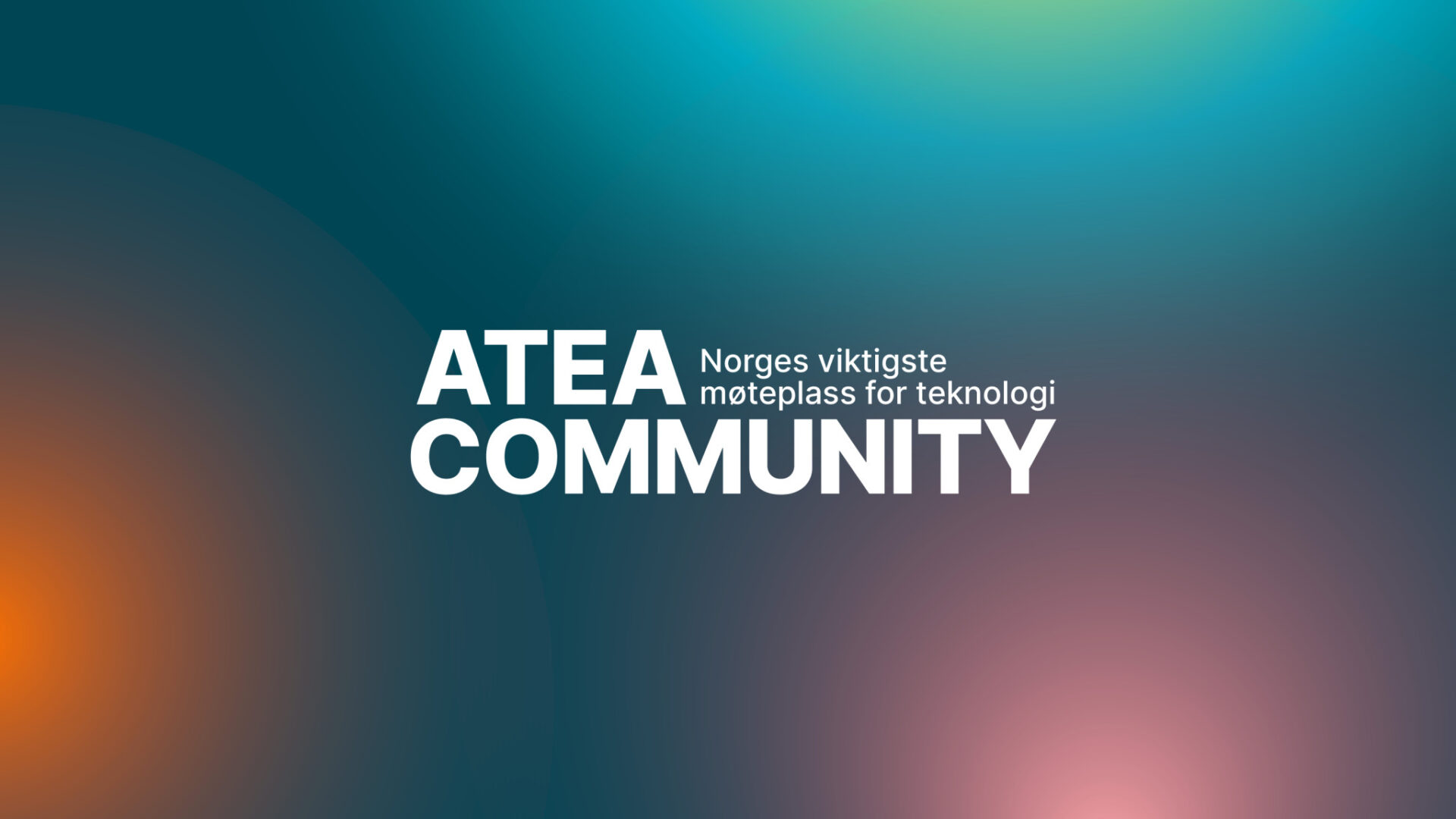 Atea Community-logo plassert på en flerfarget bakgrunn.